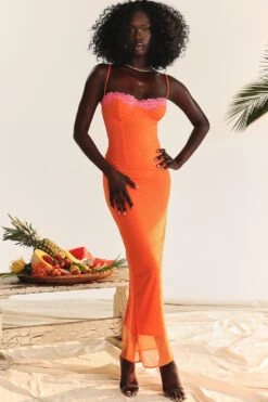 Flame Orange Maxi Dress -Traumhafte Kleider 001642