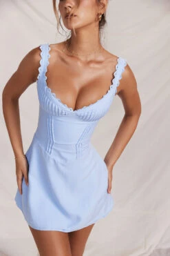 Blue Pin Tuck Mini Dress 20 Blue Pin Tuck Mini Dress -Traumhafte Kleider 002266