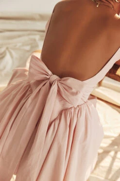 Soft Peach Bow Mini Dress -Traumhafte Kleider 002790