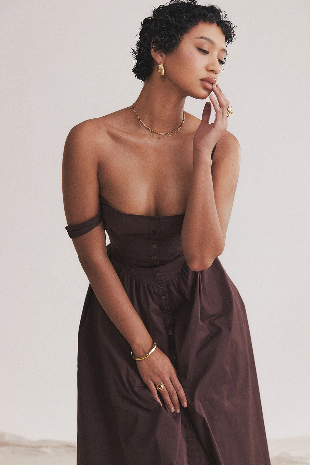 Rich Brown Midi Sundress 15 Rich Brown Midi Sundress – Bild 13