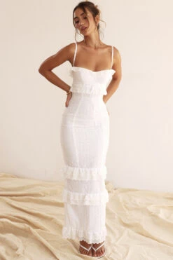 White Broderie Maxi Dress -Traumhafte Kleider 004511