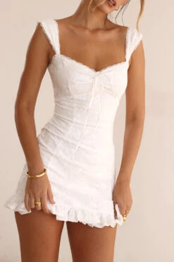 White Embroidered Mini Dress -Traumhafte Kleider 004869