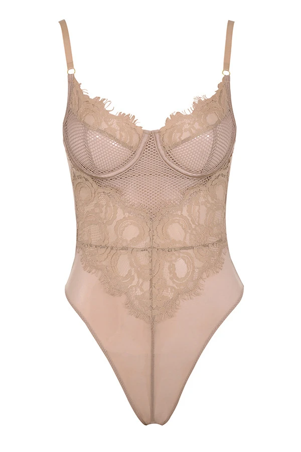 Tan Lace Bodysuit 11 Tan Lace Bodysuit – Bild 10