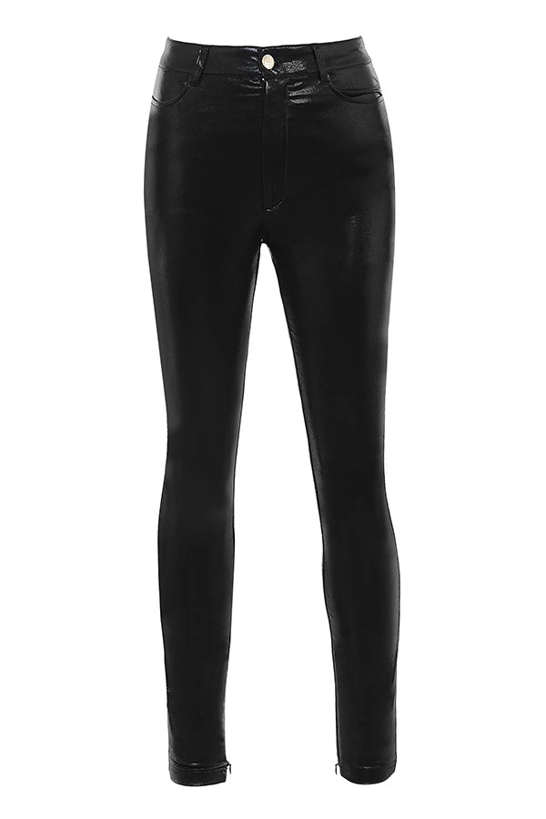 Black Wet Look Trousers 11 Black Wet Look Trousers – Bild 9
