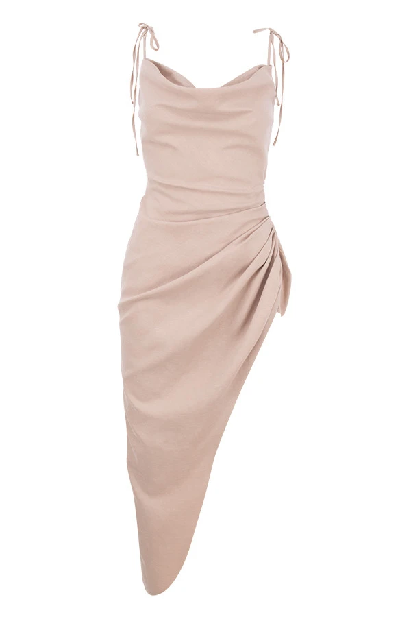 Sand Thigh Split Draped Maxi Dress 11 Sand Thigh Split Draped Maxi Dress – Bild 9