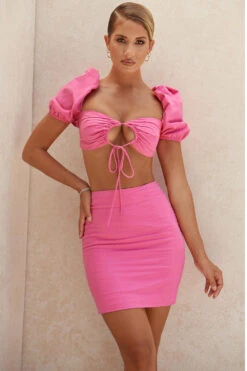 Pink Linen Puff Sleeve Corset Top -Traumhafte Kleider 1594611404 lisettesadie 3