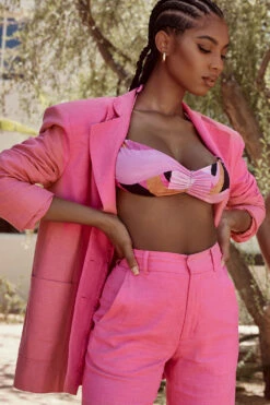 Pink Linen Blend Trousers 31 Pink Linen Blend Trousers -Traumhafte Kleider 1595215632 domina pink 13