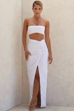 White Linen Mix Bandeau Top -Traumhafte Kleider 1596708273 tanicejada 1