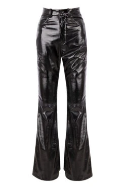 Black Vegan Leather High Waisted Trousers -Traumhafte Kleider 1598509840 sb6297 01