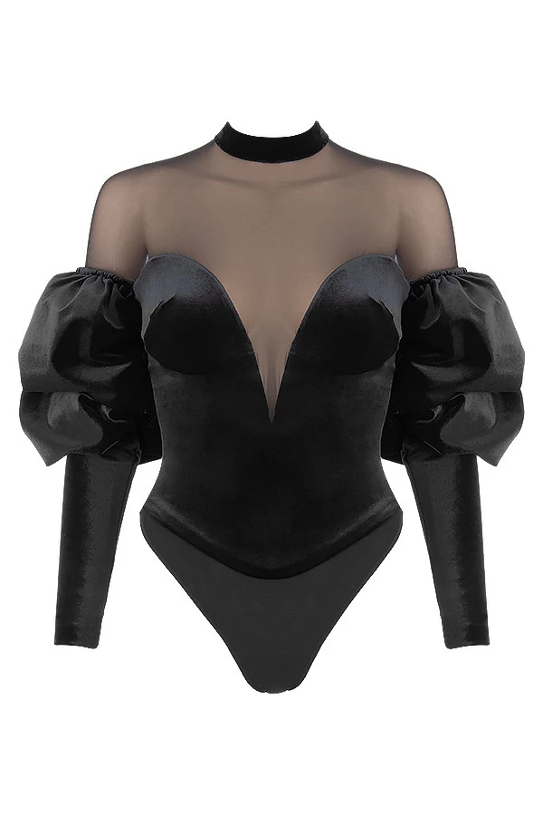 Black Velvet And Tulle Bodysuit 14 Black Velvet And Tulle Bodysuit – Bild 12