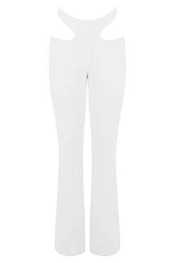 White Crepe Cutout Trousers -Traumhafte Kleider 1618458546 sb7000 01