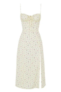 Lemon Floral Bustier Midi Dress -Traumhafte Kleider 1619143367 sb6530a 01