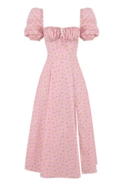 Pink Floral Puff Sleeve Midi Dress 31 Pink Floral Puff Sleeve Midi Dress -Traumhafte Kleider 1619719655 sb6025d 01