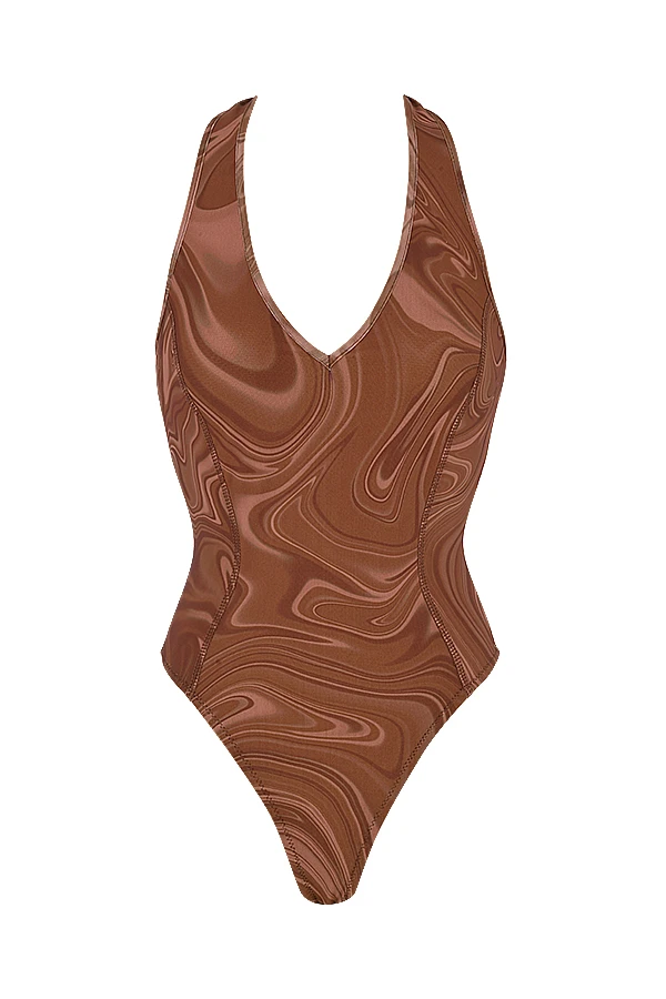 Cocoa Swirl Print Halter Bodysuit 13 Cocoa Swirl Print Halter Bodysuit – Bild 11