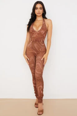 Cocoa Swirl Print Halter Bodysuit 19 Cocoa Swirl Print Halter Bodysuit -Traumhafte Kleider 1620520038 violet 1