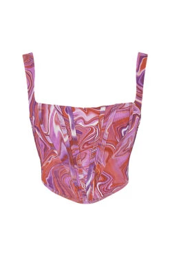 Purple Swirl Print Mesh Corset -Traumhafte Kleider 1620965248 sb6864d 01