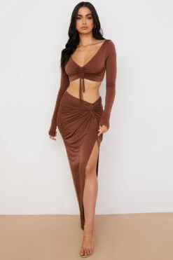 Chocolate Gathered Crop Top -Traumhafte Kleider 1620988098 sb7101 4