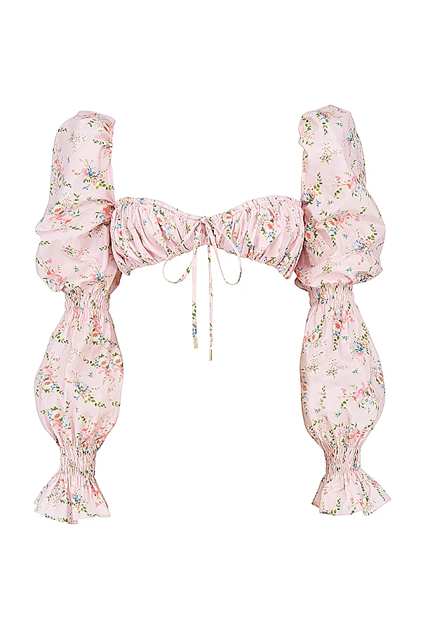 Pink Floral Shirred Bralette Top 9 Pink Floral Shirred Bralette Top – Bild 7