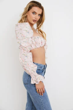 Pink Floral Shirred Bralette Top 15 Pink Floral Shirred Bralette Top -Traumhafte Kleider 1625414760 henrietta 2