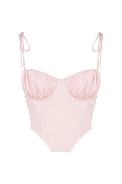 Baby Pink Chiffon Gathered Bust Cropped Corset 23 Baby Pink Chiffon Gathered Bust Cropped Corset -Traumhafte Kleider 1626334130 sb7443 01