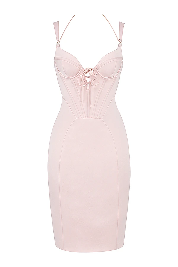 Baby Pink Satin Corset Dress 14 Baby Pink Satin Corset Dress – Bild 12