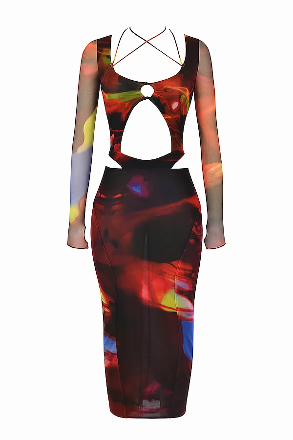 Printed Cut Out Midi Dress 16 Printed Cut Out Midi Dress – Bild 14