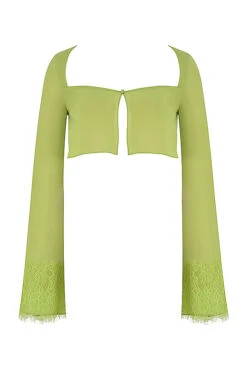 Lime Green Georgette Cropped Top -Traumhafte Kleider 1634191984 sb7823 01