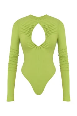 Lime Green Cutout Bodysuit -Traumhafte Kleider 1635306748 sb7897 01