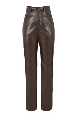 Chocolate Croc Stretch Vegan Leather Trousers -Traumhafte Kleider 1636593599 sb5887e 01