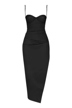 Black Satin Pleated Corset Midi Dress 27 Black Satin Pleated Corset Midi Dress -Traumhafte Kleider 1637307052 sb7817a 01
