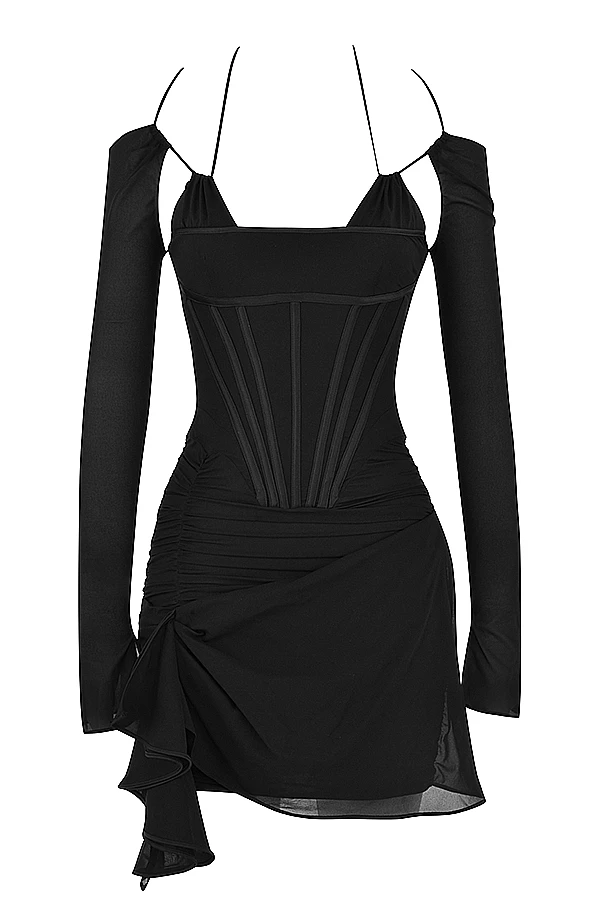 Black Real Silk Corset Mini Dress 7 Black Real Silk Corset Mini Dress – Bild 6