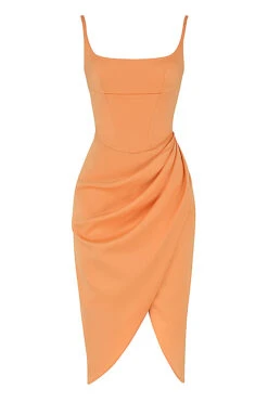 Tangerine Satin Pleated Corset Midi Dress 31 Tangerine Satin Pleated Corset Midi Dress -Traumhafte Kleider 1645606765 sb8189 01