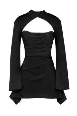 Black Draped Corset Dress -Traumhafte Kleider 1646293563 sb8043b 01