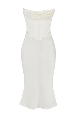 Ivory Satin Strapless Corset Midi Dress -Traumhafte Kleider 1647308862 sb8156 01