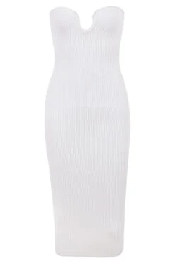 White Ribbed Knit Strapless Midi Dress -Traumhafte Kleider 1652865609 oriana ivory 01