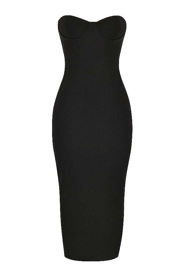 Black Strapless Corset Maxi Dress 12 Black Strapless Corset Maxi Dress – Bild 10