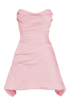 Rose Pink Draped Strapless Corset Dress -Traumhafte Kleider 1656488335 sb8320d 01
