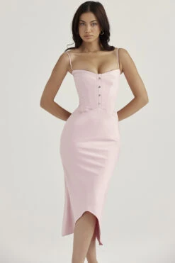 Rose Pink Satin Corset Midi Dress -Traumhafte Kleider 1657871280 sb8354a 5