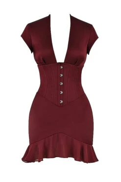 Wine Ruffle Corset Dress -Traumhafte Kleider 1663663989 sb8380a 01