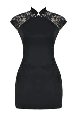Black Embroidered Mini Dress -Traumhafte Kleider 1664956670 sb8521 01