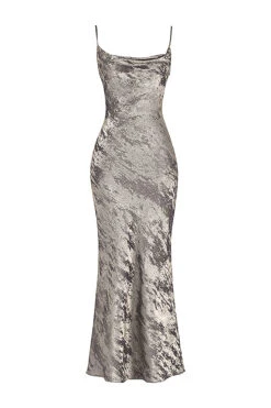 Pewter Satin Maxi Dress -Traumhafte Kleider 1665563100 sb8692a 01