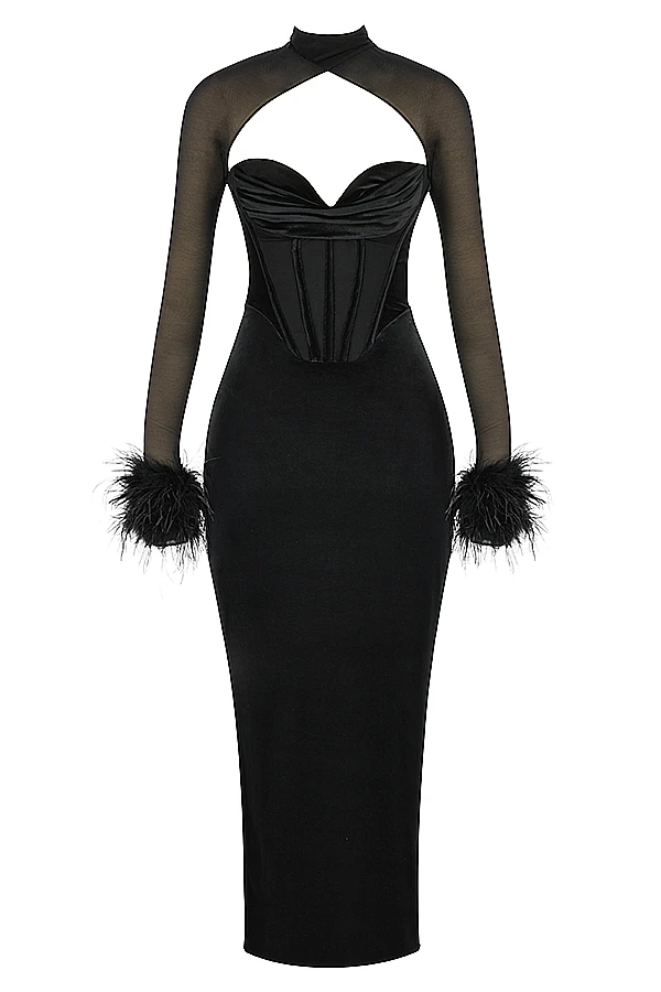 Black Velvet Corset Maxi Dress 19 Black Velvet Corset Maxi Dress – Bild 18