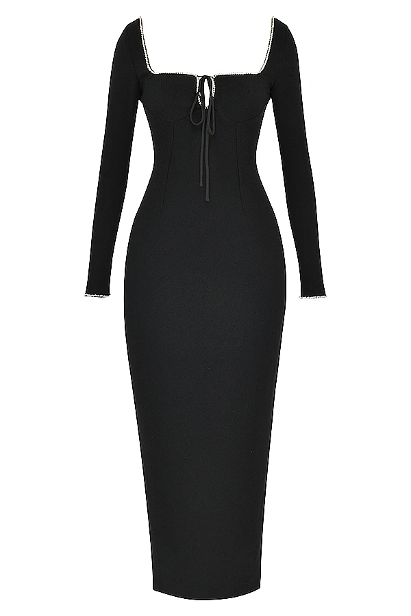 Black Crystal Embellished Maxi Dress 15 Black Crystal Embellished Maxi Dress – Bild 13