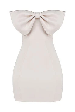Ivory Satin Crystal Embellished Bow Dress -Traumhafte Kleider 1667176235 sb8815 01