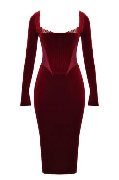 Wine Velvet Corset Dress -Traumhafte Kleider 1668640123 sb8721 01