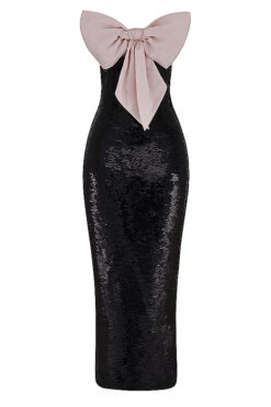 Black Sequin Strapless Bow Dress -Traumhafte Kleider 1668641372 sb8780 01