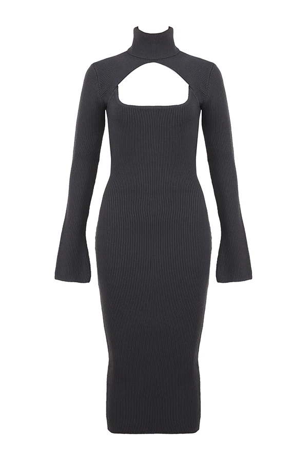 Charcoal Knit Midi Dress 19 Charcoal Knit Midi Dress – Bild 17