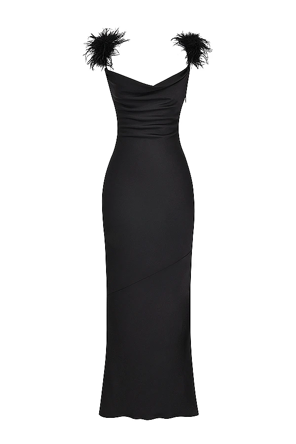 Black Satin Maxi Dress 17 Black Satin Maxi Dress – Bild 15