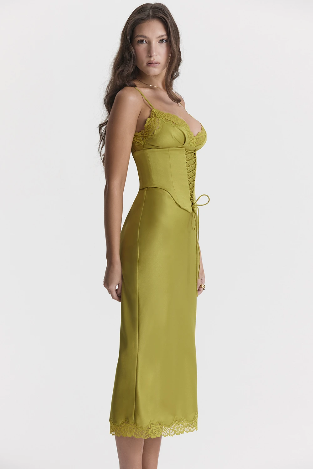 Chartreuse Satin Slip Dress 9 Chartreuse Satin Slip Dress – Bild 7