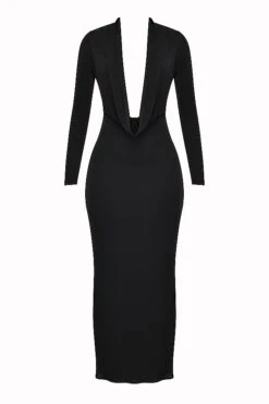 Black Draped Maxi Dress -Traumhafte Kleider 1676964528 sb9260 01